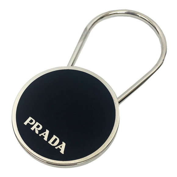 PRADA Keychain M714 Charm Metal Black Men's Women's Unisex - Picture 1 of 3